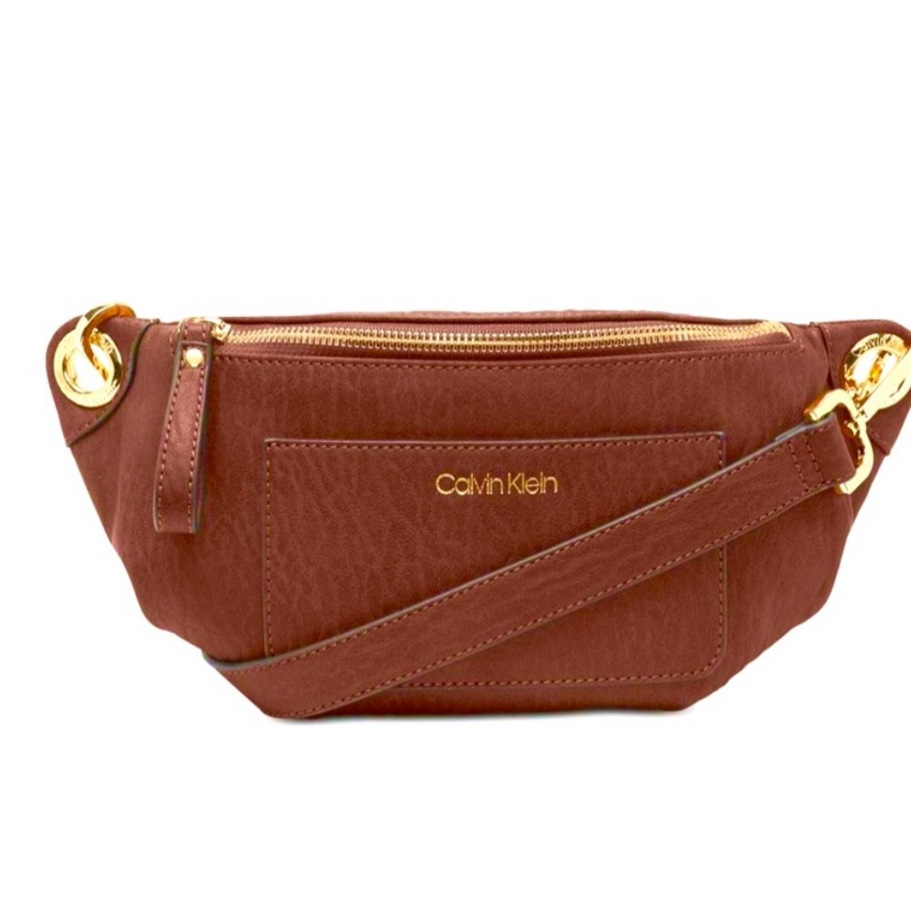CALVIN KLEIN SONOMA BUBBLE BROWN LAMB FANNY /SHOULDER PACK